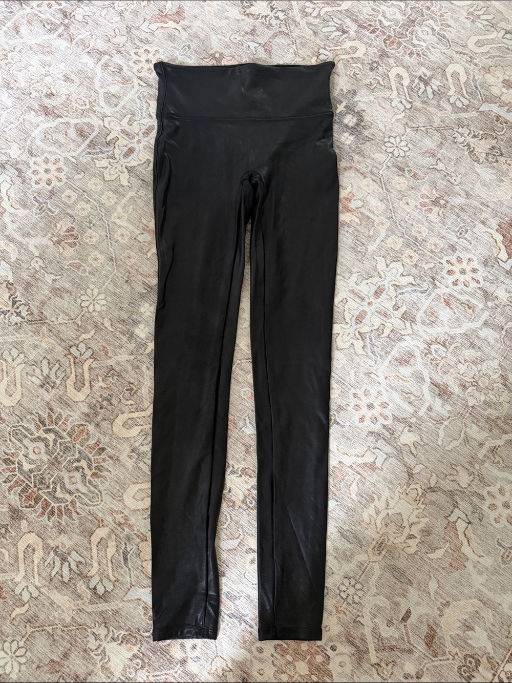 SPANX Black High-Waist Faux Leather Leggings
